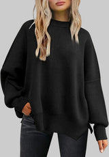 Nita™ - Übergroßer Poncho-Pullover – Schwarz