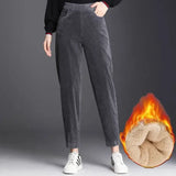 Softy™ – Warme Cordhose mit Hoher Taille für Damen – Grau