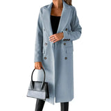 Damen-wintermantel mit revers – wärme mit modischem touch – Himmelblau