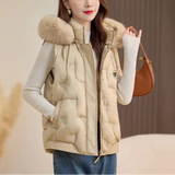 Softline Édition™ Steppweste mit Abnehmbarem Kunstpelzkragen / Die Eleganteste Schicht des Winters! – Khaki