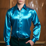Dante – Herren Satinhemd mit Glanzfinish und Slim Fit – Blau