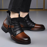 Zamran – Vintage Lederstiefeletten – Schwarz