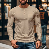 Northline™ Langarmshirt Mit Henley-Kragen und Figurbetonter Passform – Khaki