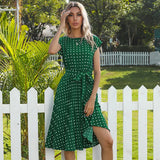 Beth - Polka Bloom Kleid – Grün (Fast ausverkauft)