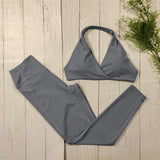 2-Teiliges Luxus Yoga Set Für Frauen – Sportbekleidung – Grau