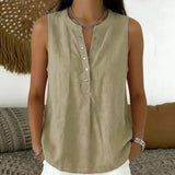 Bluse Nadine™ mit Knopfleiste und Rundhalsausschnitt – Khaki