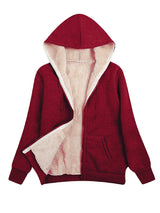 Warme Fleece Jacke mit Kapuze für Damen | Langarm – Rot