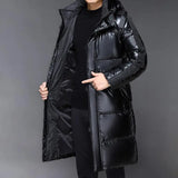 Schwarze Winter Daunen Jacke für Herren | mit Kapuze – Schwarz