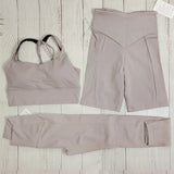 Design, Fitness Sportkleidung – 3Pcs Grau set
