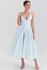 Shannah | Elegantes Midi-Kleid – Hellblau