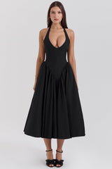 Shannah | Elegantes Midi-Kleid – Schwarz
