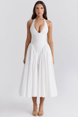 Shannah | Elegantes Midi-Kleid – Weiß