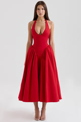 Shannah | Elegantes Midi-Kleid – Rot