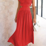 Aztrid – Elegantes Midikleid mit Cut-outs und Taschen – Rot