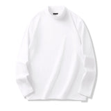 T-Shirt Herren - Regular Fit Langarm mit Stehkragen | Casual – Weiß
