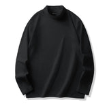 T-Shirt Herren - Regular Fit Langarm mit Stehkragen | Casual – Schwarz