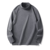 T-Shirt Herren - Regular Fit Langarm mit Stehkragen | Casual – Grau