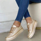 Autumn | Plateau Schnürung Sneaker – Gold