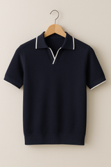 Gorazd – Atmungsaktives Strick-Polohemd – Marineblau