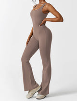 Sionex | Atmungsaktiver Flare-Jumpsuit für Damen Sommer – Braun