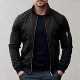 Bomberjacke Herren Leicht | Zip-Up Jacke Alltag – Schwarz