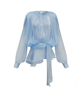 Rosella - Plissiertes Minikleid mit Rüschen – Hellblau