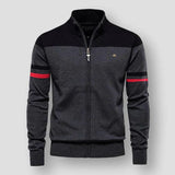 Frederick – gestrickte retro-streifenjacke – Schwarz