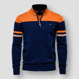 Frederick – gestrickte retro-streifenjacke – Orange