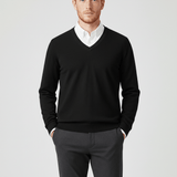 Slim-Fit V-Ausschnitt Pullover - Keanu – Schwarz