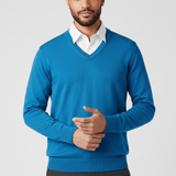 Slim-Fit V-Ausschnitt Pullover - Keanu – Blau