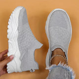 Slip-on-sneaker, gestrickt, atmungsaktiv, orthopädische schuhe, damen-sneaker – Grau