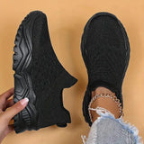 Slip-on-sneaker, gestrickt, atmungsaktiv, orthopädische schuhe, damen-sneaker – Schwarz-1