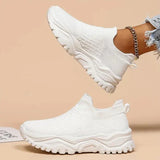Slip-on-sneaker, gestrickt, atmungsaktiv, orthopädische schuhe, damen-sneaker – Weiß
