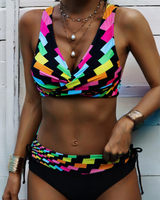 Eva | Fröhlicher Bunter Bikini – Knallpink