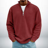 Snovia™ – Hochwertiger Herrenpullover mit Halbreißverschluss – Rot