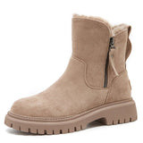 Damen Winter Stiefel | Mid-Calf Classic mit Reißverschluss – Beige