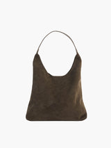 Elegante vegane Wildleder-Tasche – Geräumige Schulterhandtasche – Braun
