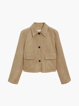 Damen Wildlederjacke – Klassische Kurzjacke mit Taschen – Beige Suede