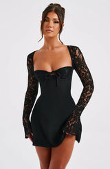Lucilla | Satin-Minikleid – Schwarz