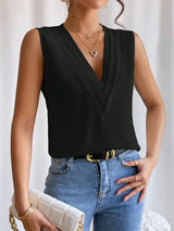 Karinae - Ärmellose Soft-Touch-Bluse – Schwarz