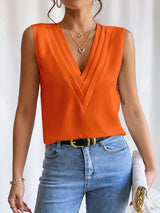 Karinae - Ärmellose Soft-Touch-Bluse – Orange