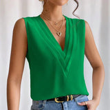 Karinae - Ärmellose Soft-Touch-Bluse – Grün