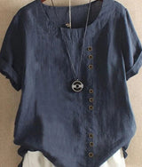 Sophia | Bequemes Sommertop aus Leinen – Blau