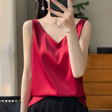 Sophia | Elegante Satinbluse – Rot