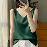 Sophia | Elegante Satinbluse – Grün