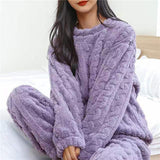 Damen Pyjama-Set | zweiteilig mit Oberteil und Hose – Lila