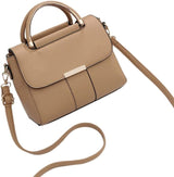 Ali - Schicke vegane Ledertasche mit Deckel – Braun
