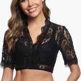 Spitzen Dirndl bluse für Damen - Oktoberfest 2025 – Schwarz