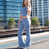 Sport Set Damen Atmungsaktiv Zweiteiler Set für Fitness und Freizeit – Blau