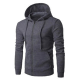 Sportlicher Zip-Hoodie mit Eleganter Kordelzughaube – Dunkelgrau